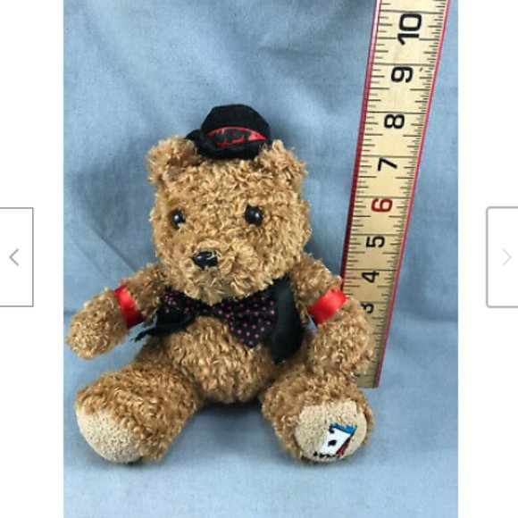World Poker Tour Hat WPT 8" Cuddly Brown Teddy Bear Curly Plush 2006 Bow Tie - Picture 2 of 12